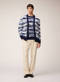 NAVY JACQUARD KNIT CREWNECK