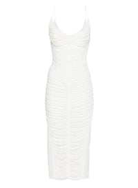 SNOW // white ruched dress
