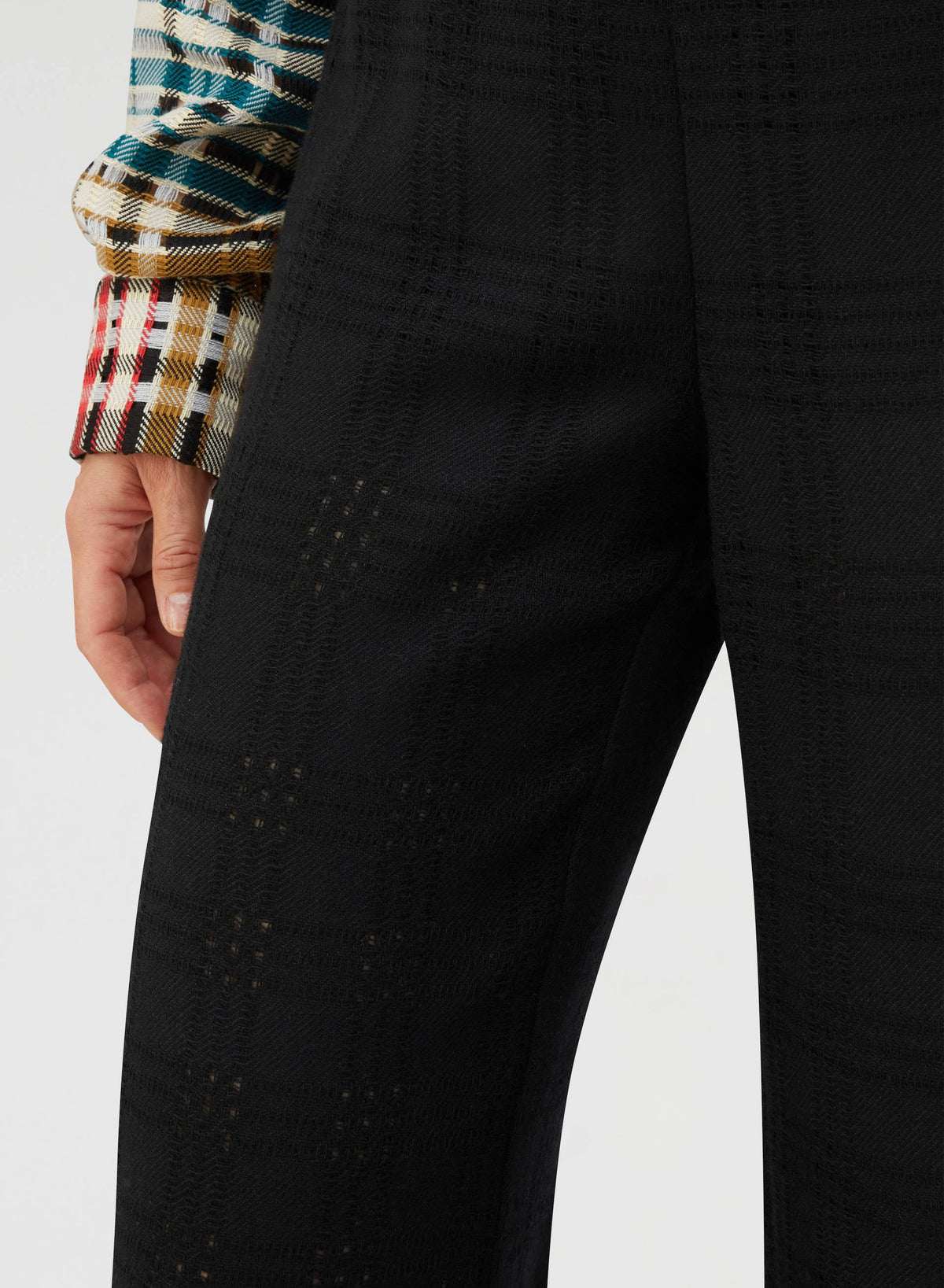 BLACK WEAVE SUPERLIGHT CASHMERE PANTS