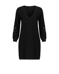 Robe Academy en laine à détails brodés - Black