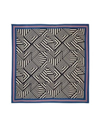 Cashmere and silk Jeu de Rayures square - Natural & Navy