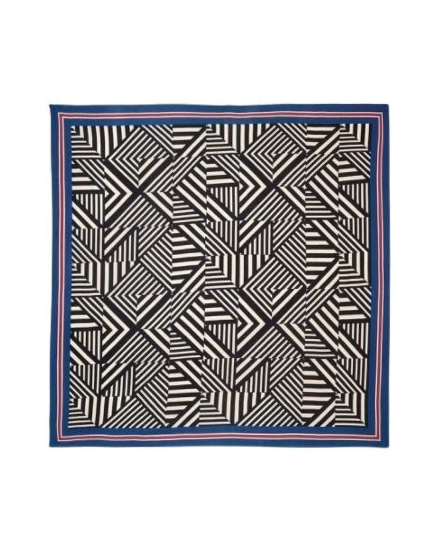 Cashmere and silk Jeu de Rayures square - Natural & Navy