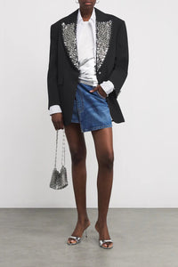 Veste de tailleur à détails en laine - Black