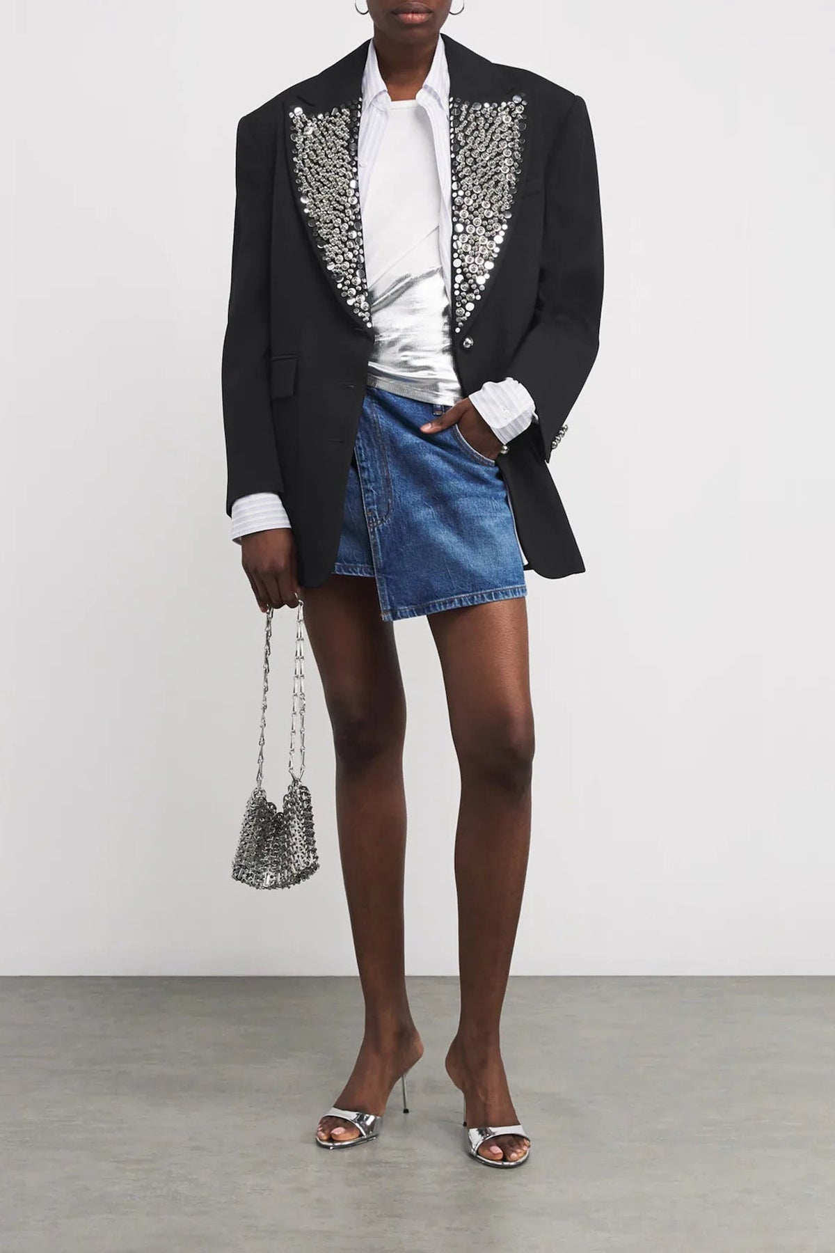 Veste de tailleur à détails en laine - Black