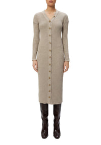 Robe midi Tierra côtelée - Beige