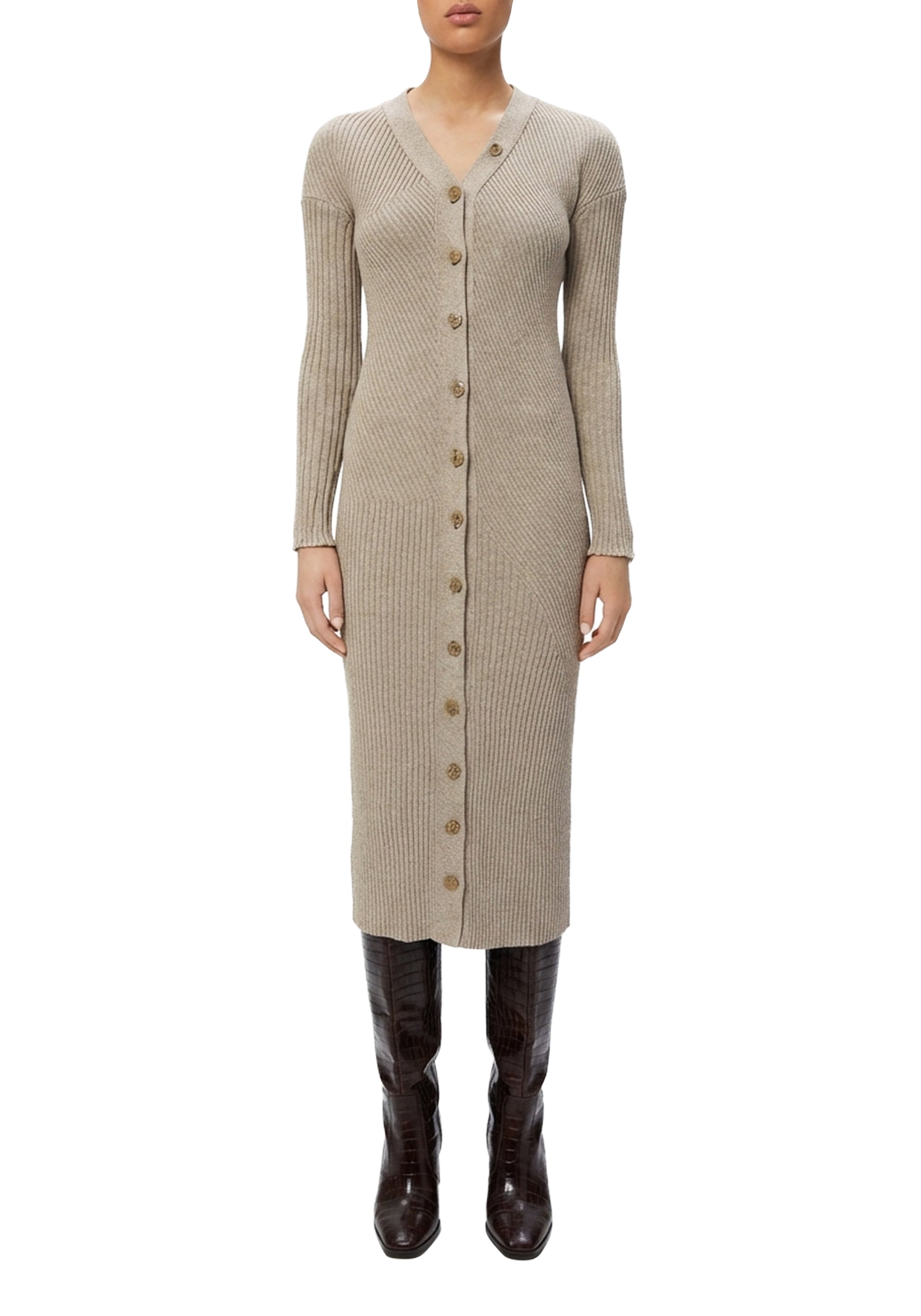 Robe midi Tierra côtelée - Beige