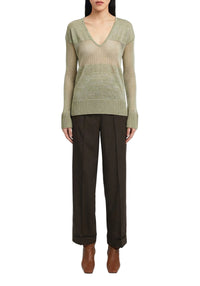 Pull Fern en lin - Olive