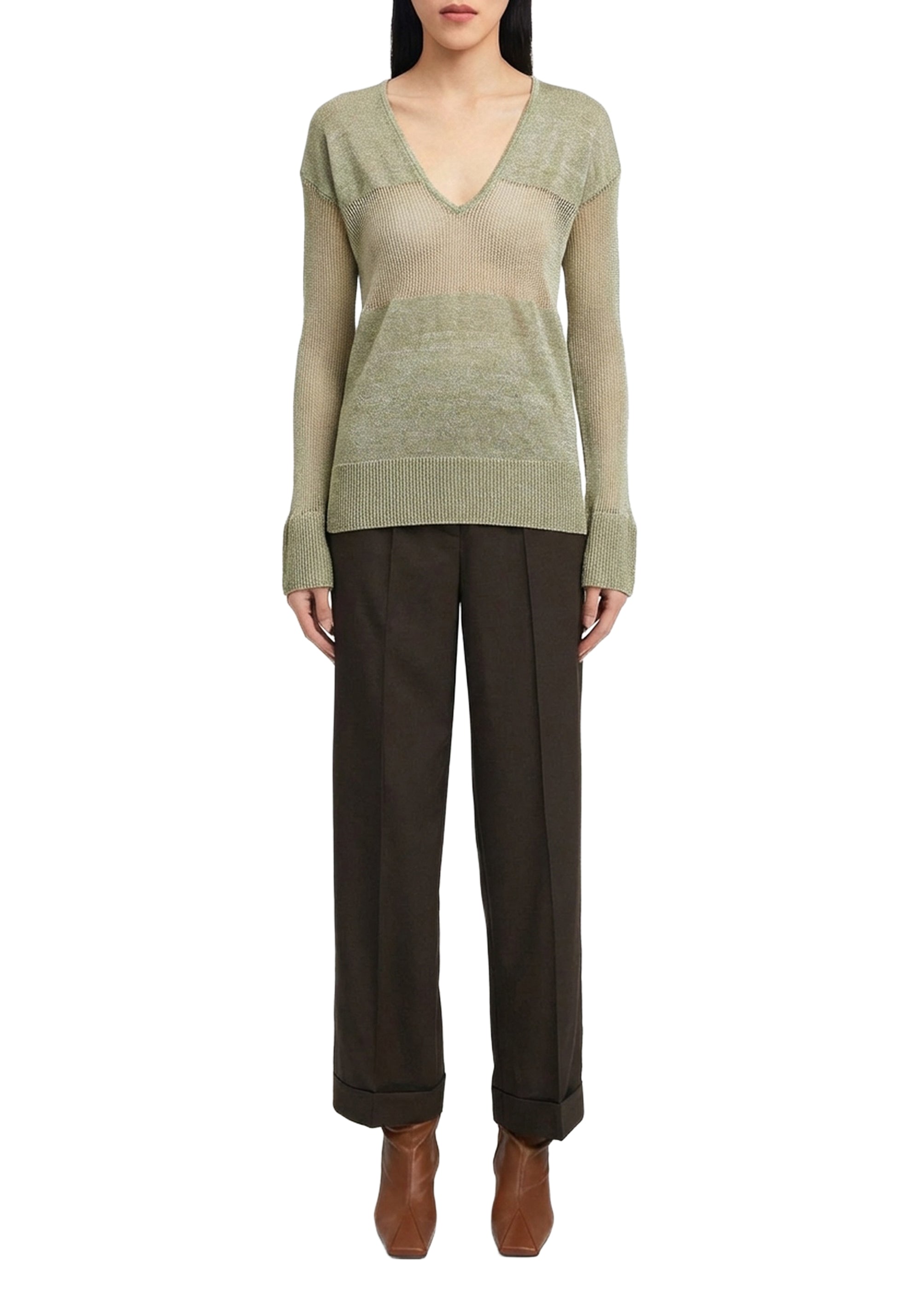 Pull Fern en lin - Olive