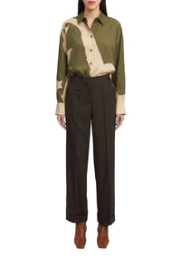 Chemise Flint oversize en soie mélangée - Olive Mono