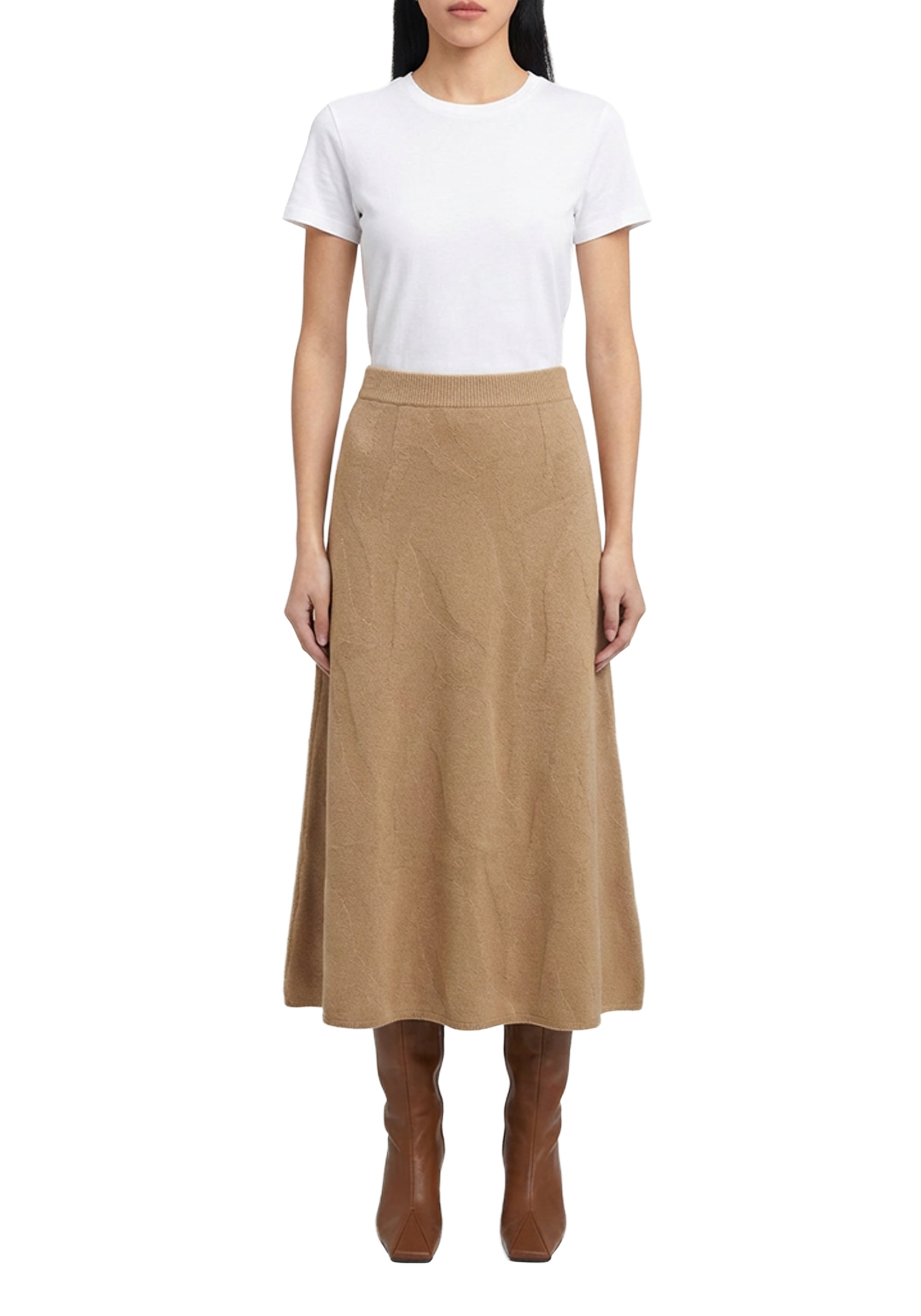 Jovi midi skirt in wool - Beige