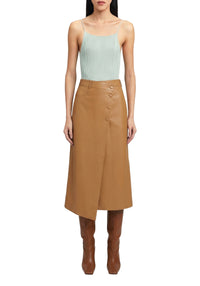 Jupe portefeuille Tennant en cuir - Tan