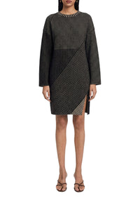Studio asymmetric short dress - Black Melangé
