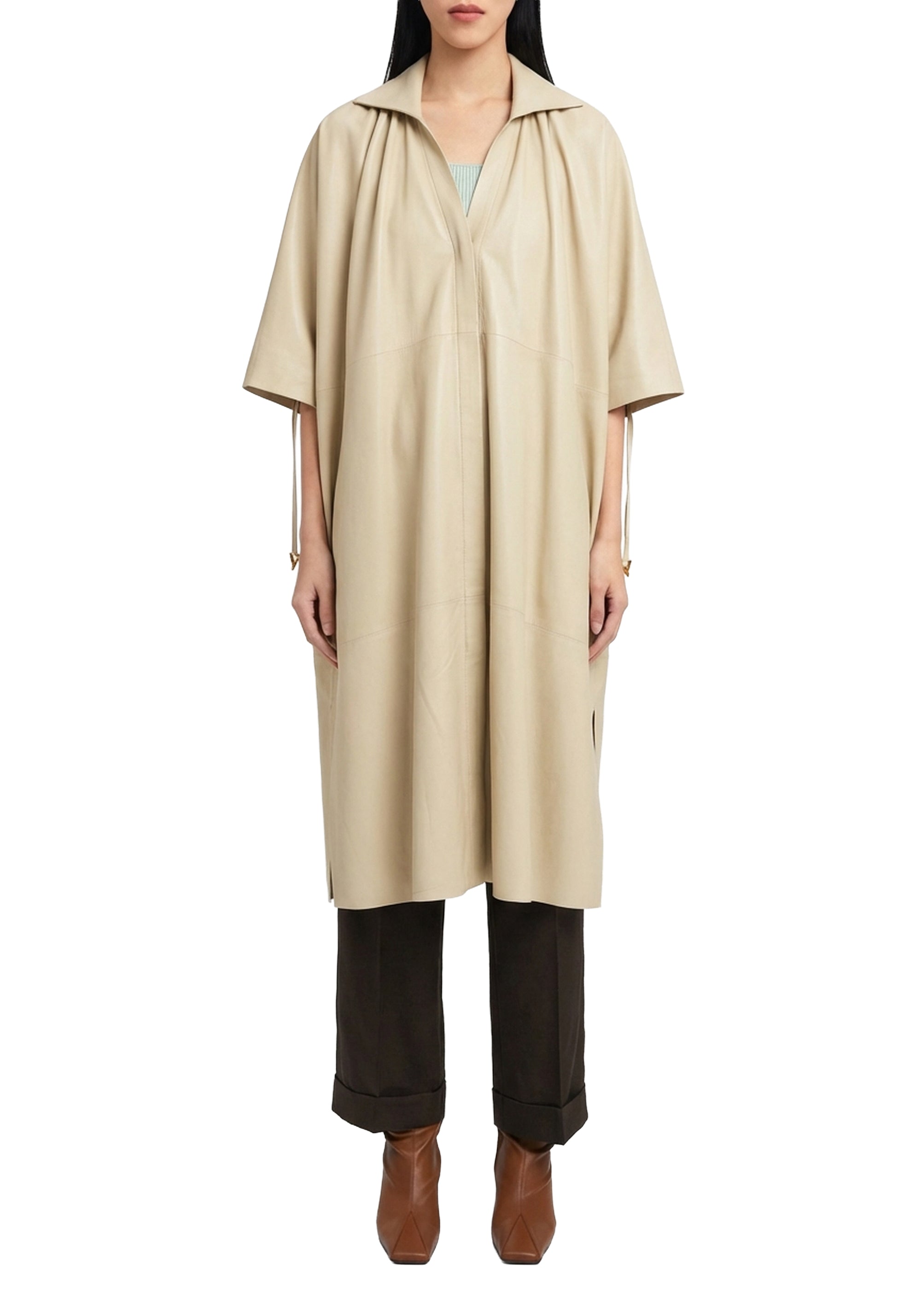 Robe midi Zeiss en cuir - Oyster