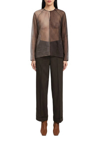 Blouse Dallas à manches longues en soie - Taupe