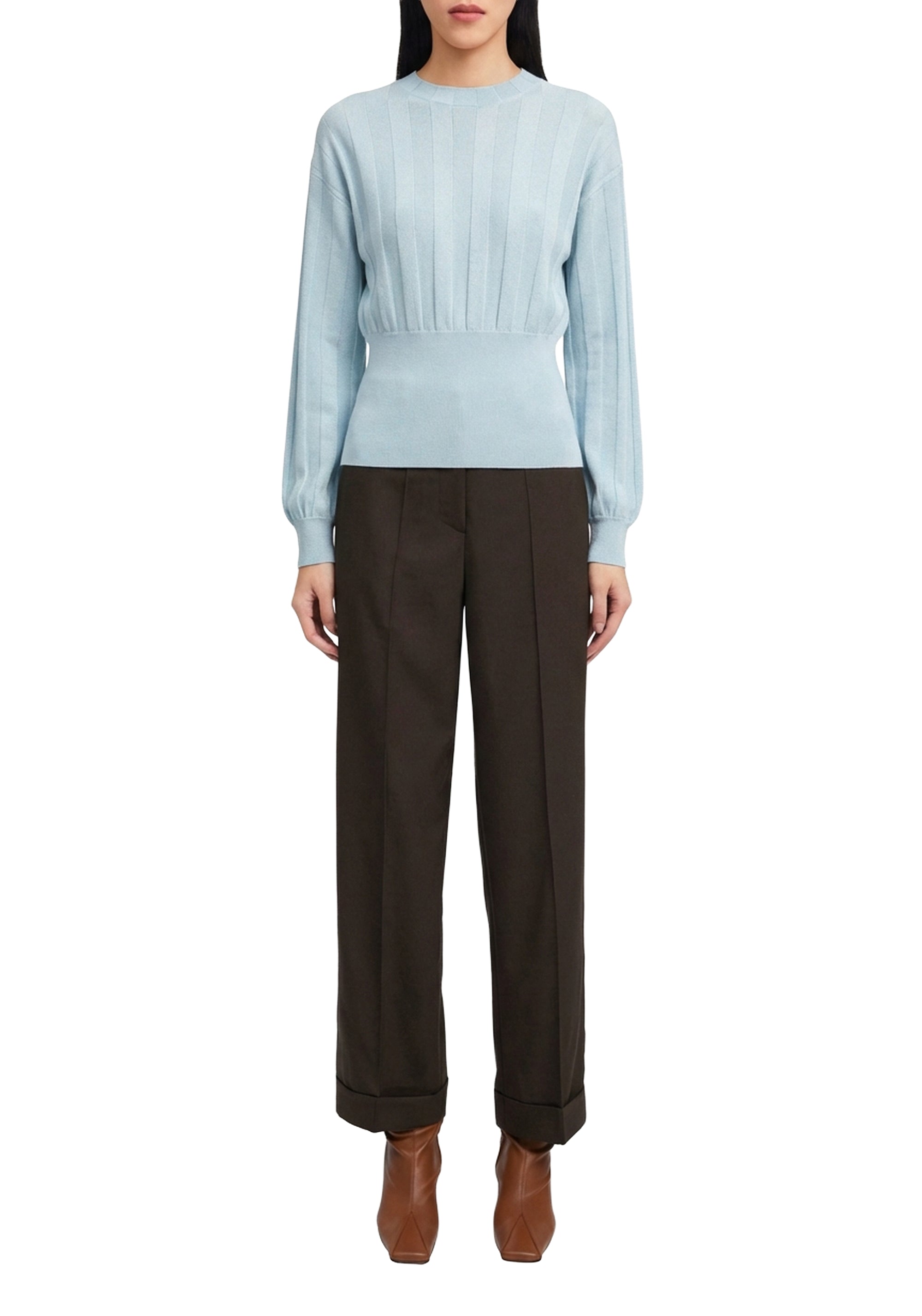 Shabby wool funnel neck jumper - Ice Blue