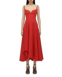 Robe midi à bretelles fines - Lust Red