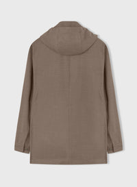BEIGE WATER REPELLENT EMBROIDERED NATURAL FIBER PARKA