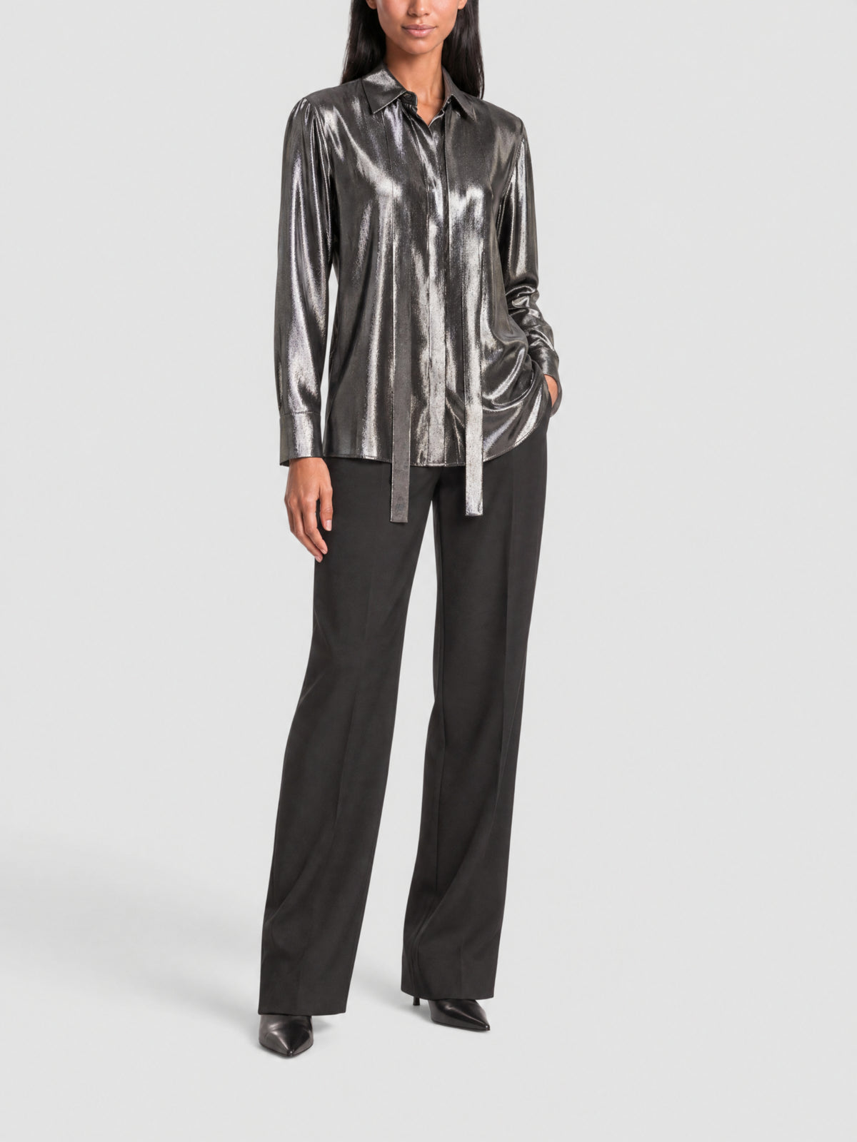 CHARCOAL-SILVER BLOUSE