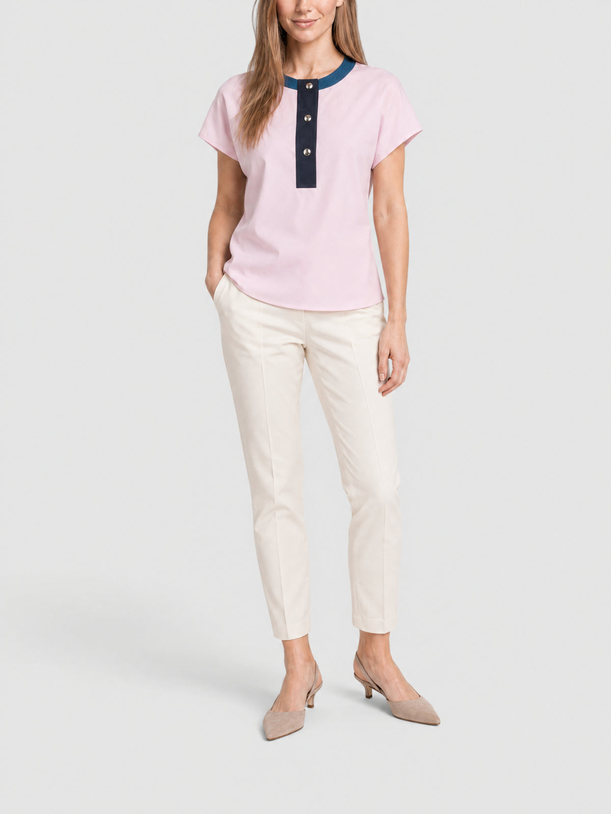 Blouse en coton - Lotus & Navy & Cream