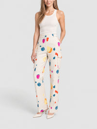 GREIGE-MULTICOLOR TROUSERS