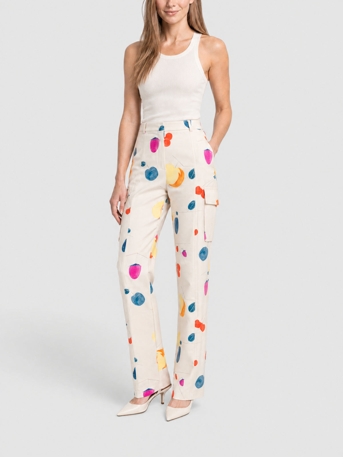 GREIGE-MULTICOLOR TROUSERS