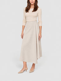 Jupe midi asymétrique en laine - Greige