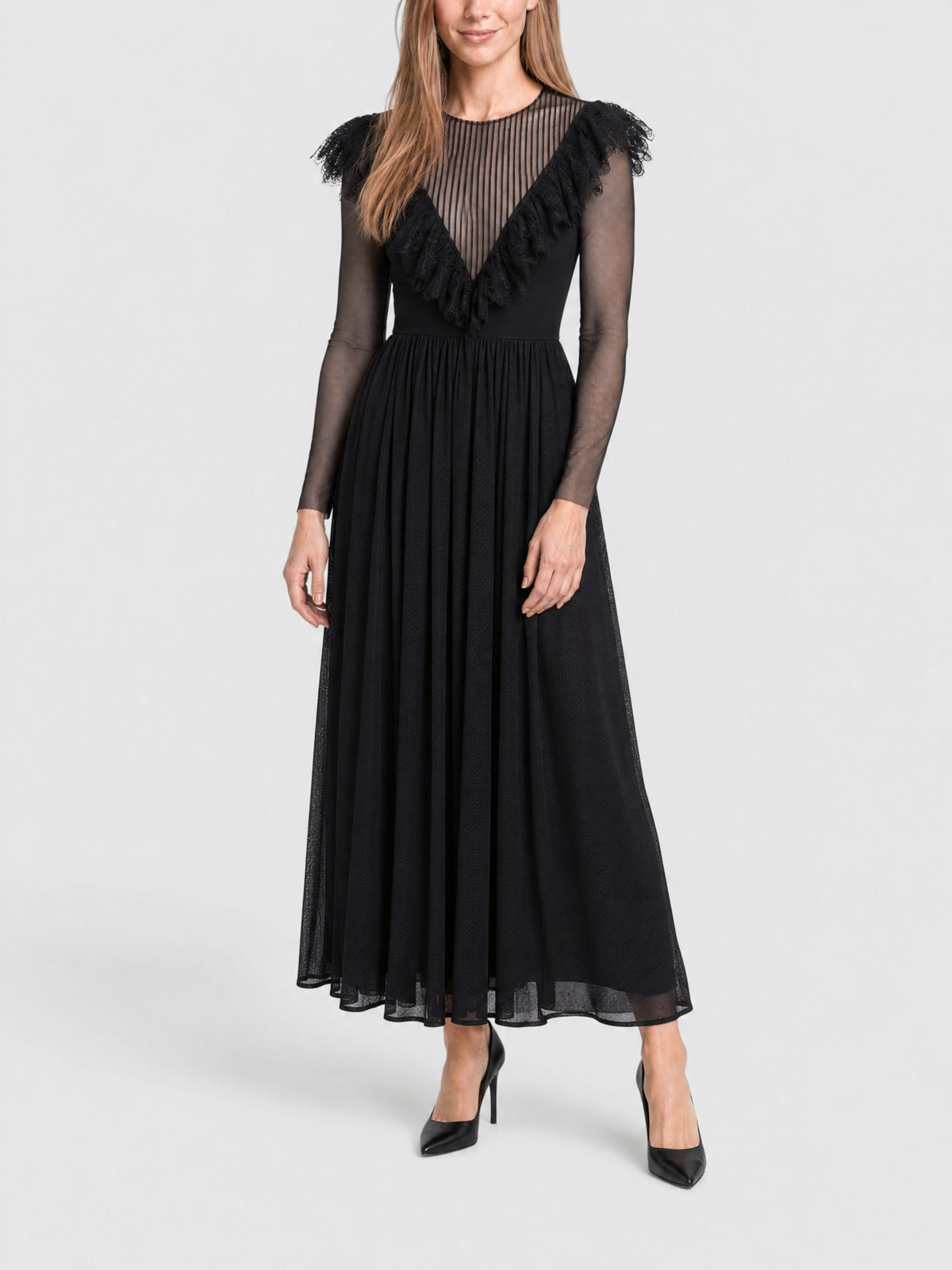 Robe longue en dentelle - Black