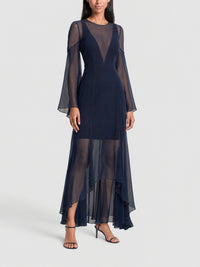 Robe longue en soie - Dark Denim