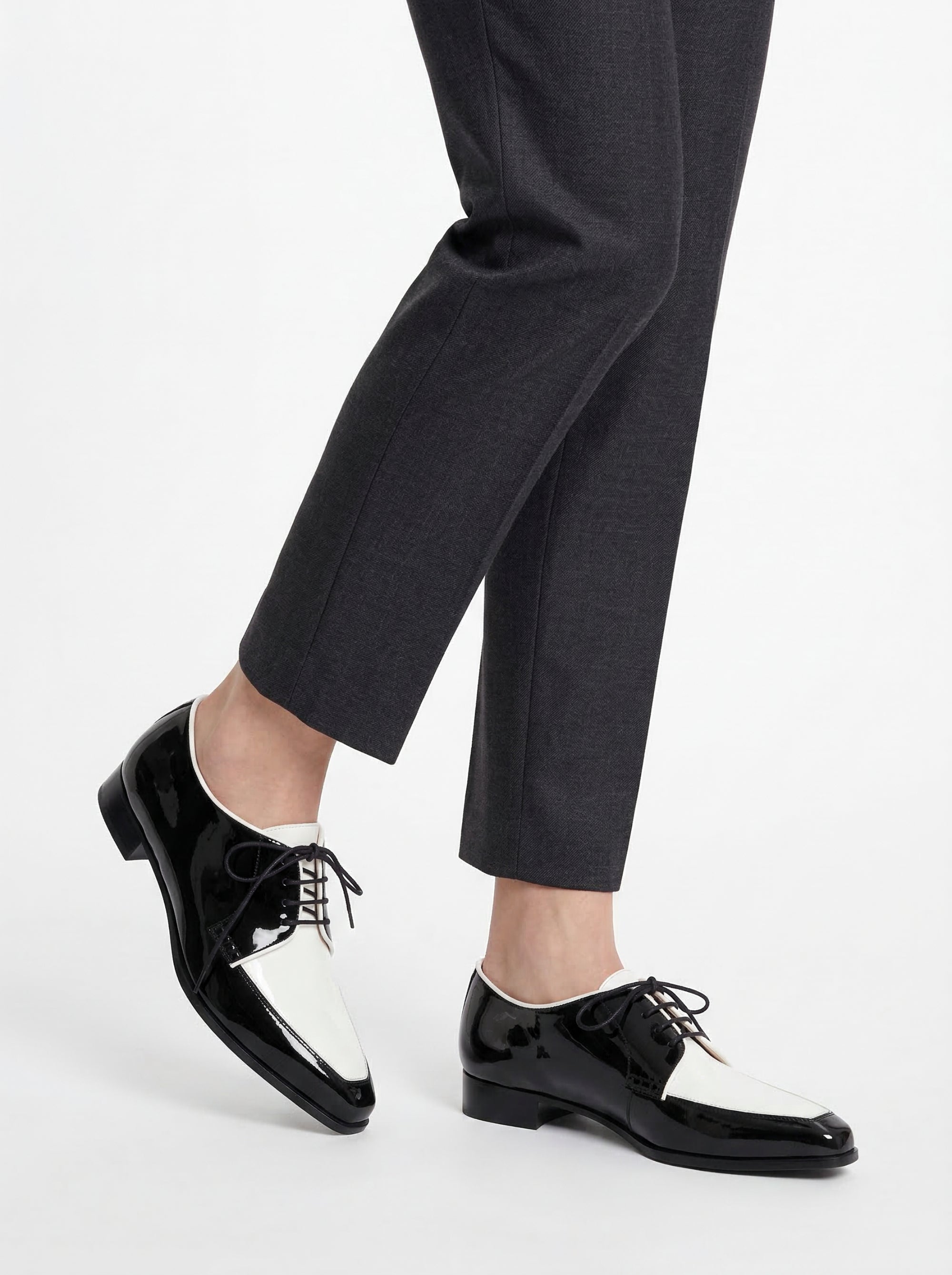 Derbies en cuir verni bicolore - Dark Grey