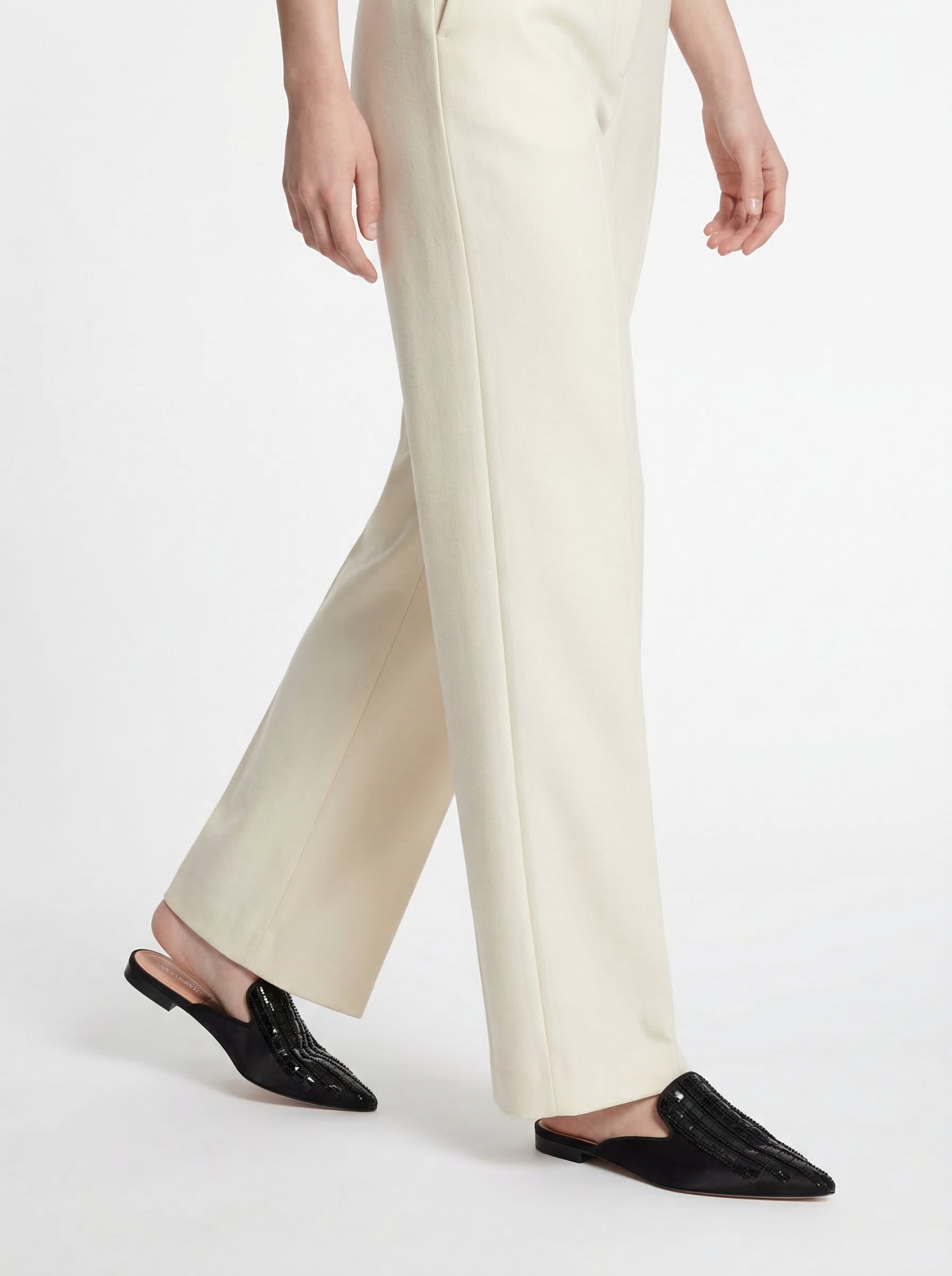 Mules Mia en satin avec broderie effet rayé - Dark Grey