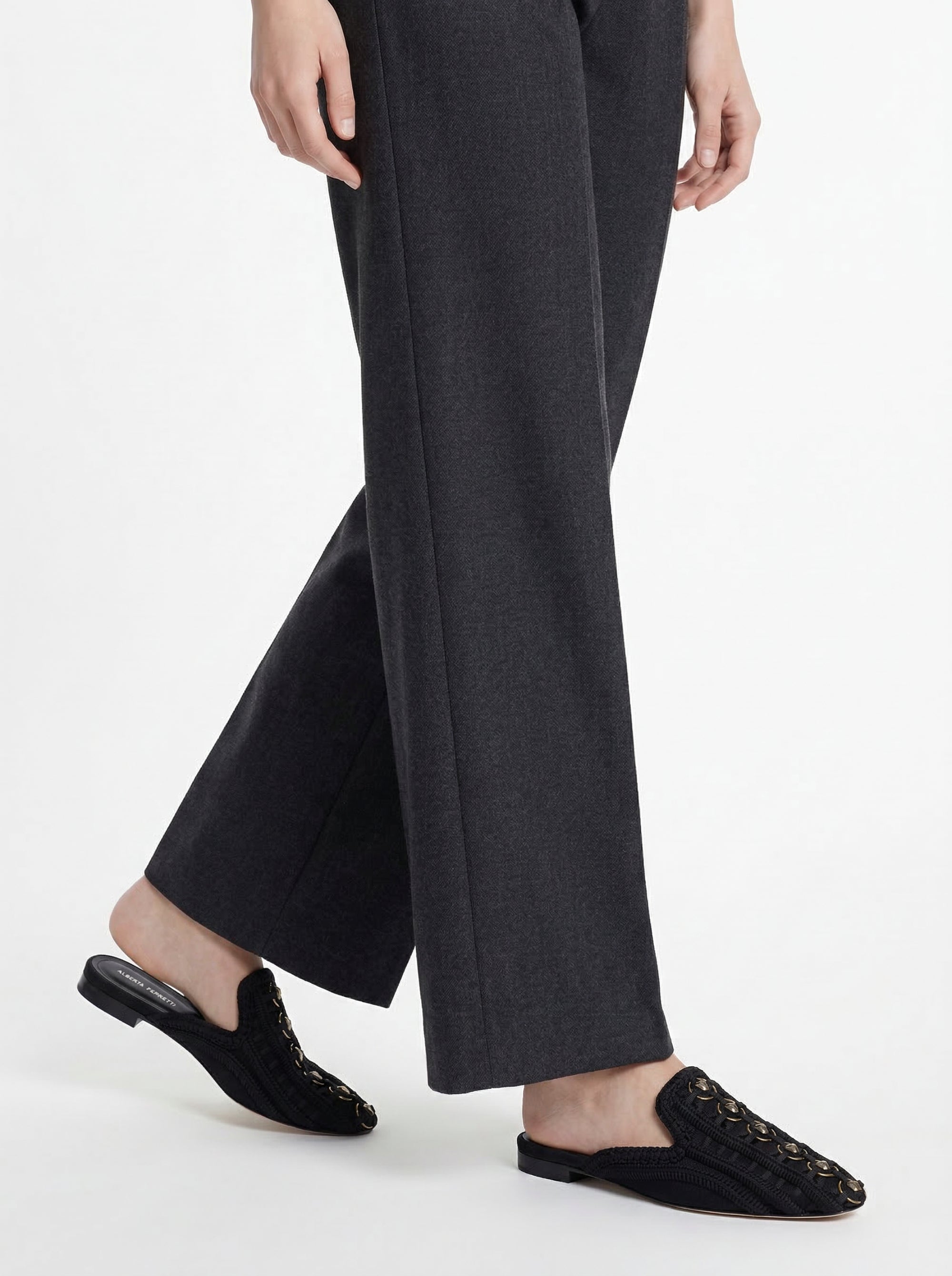 Mules en filet Mia avec broderie - Dark Grey