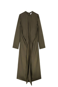 Robe Alexandrie à manches longues en lin mélangé - Kaki