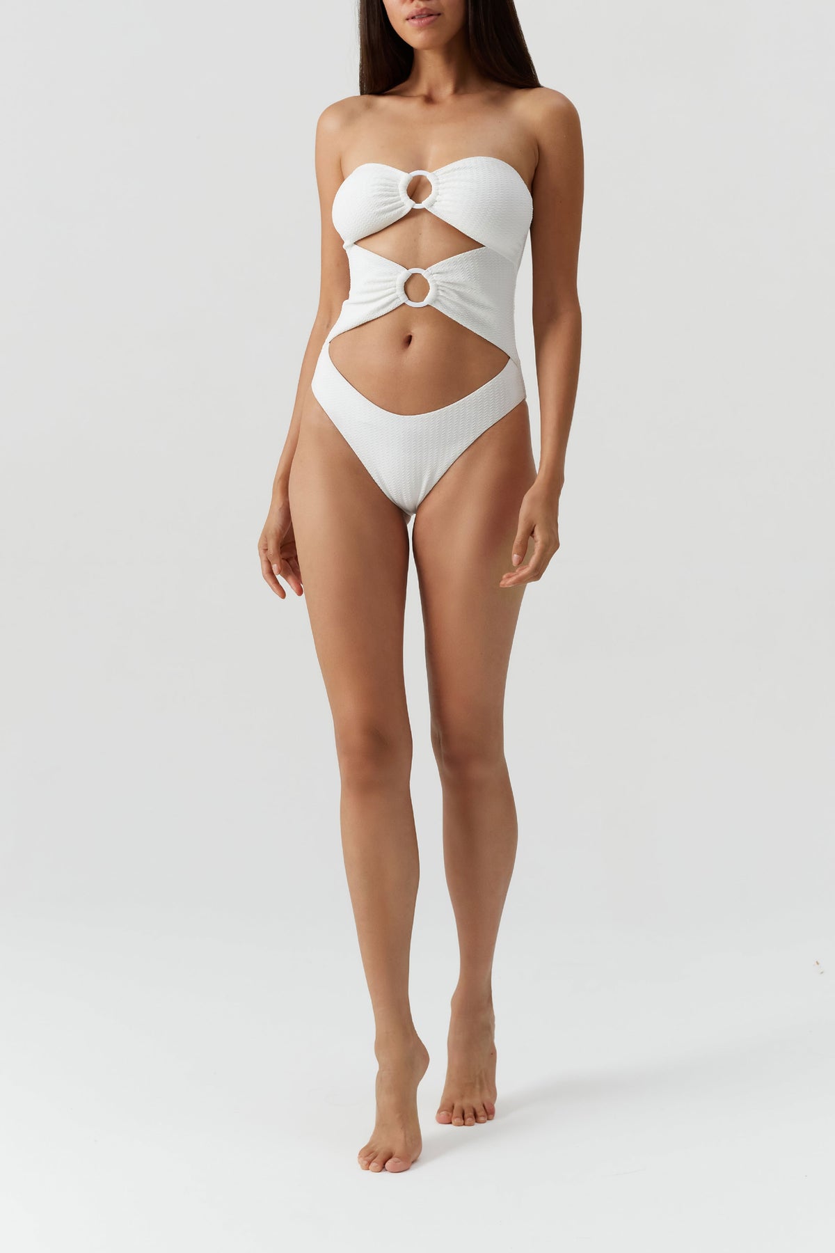 Alicante bandeau one-piece swimsuit - Mazy White