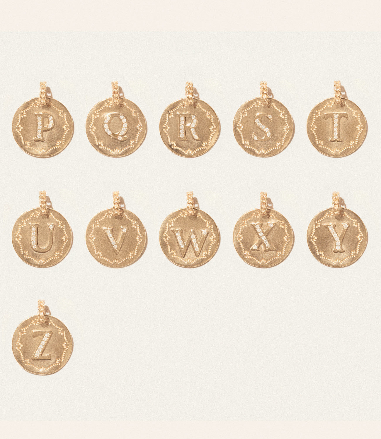 Pendentifs Alphabet en or jaune avec diamant - Diamant