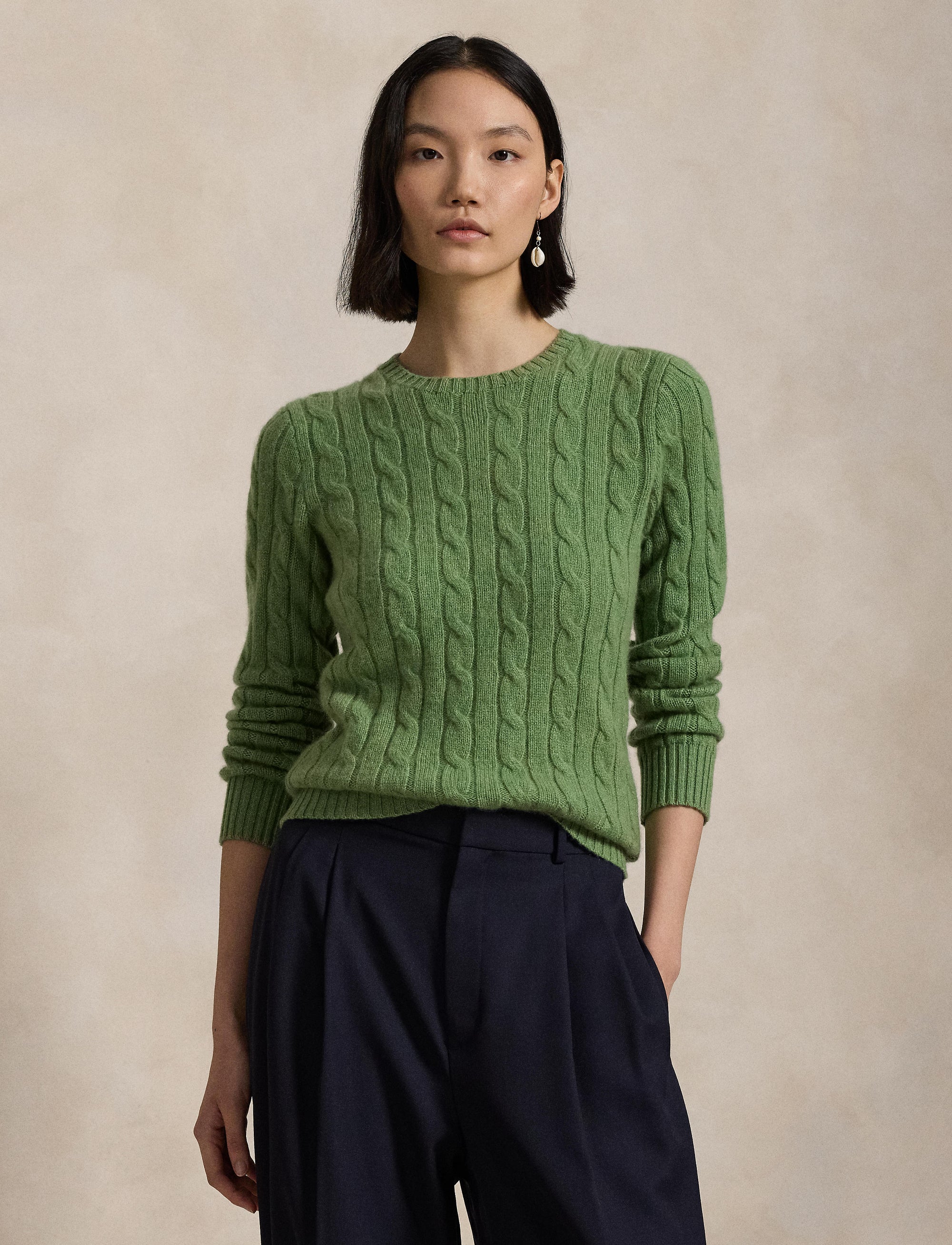 Pull Julianna en cachemire torsadé - Smoke Green Heather
