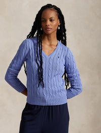 Pull Kimberly col en V torsadé en coton - New Litchfield Blue