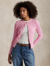 Cardigan torsadé à col rond en coton - Carmel Pink