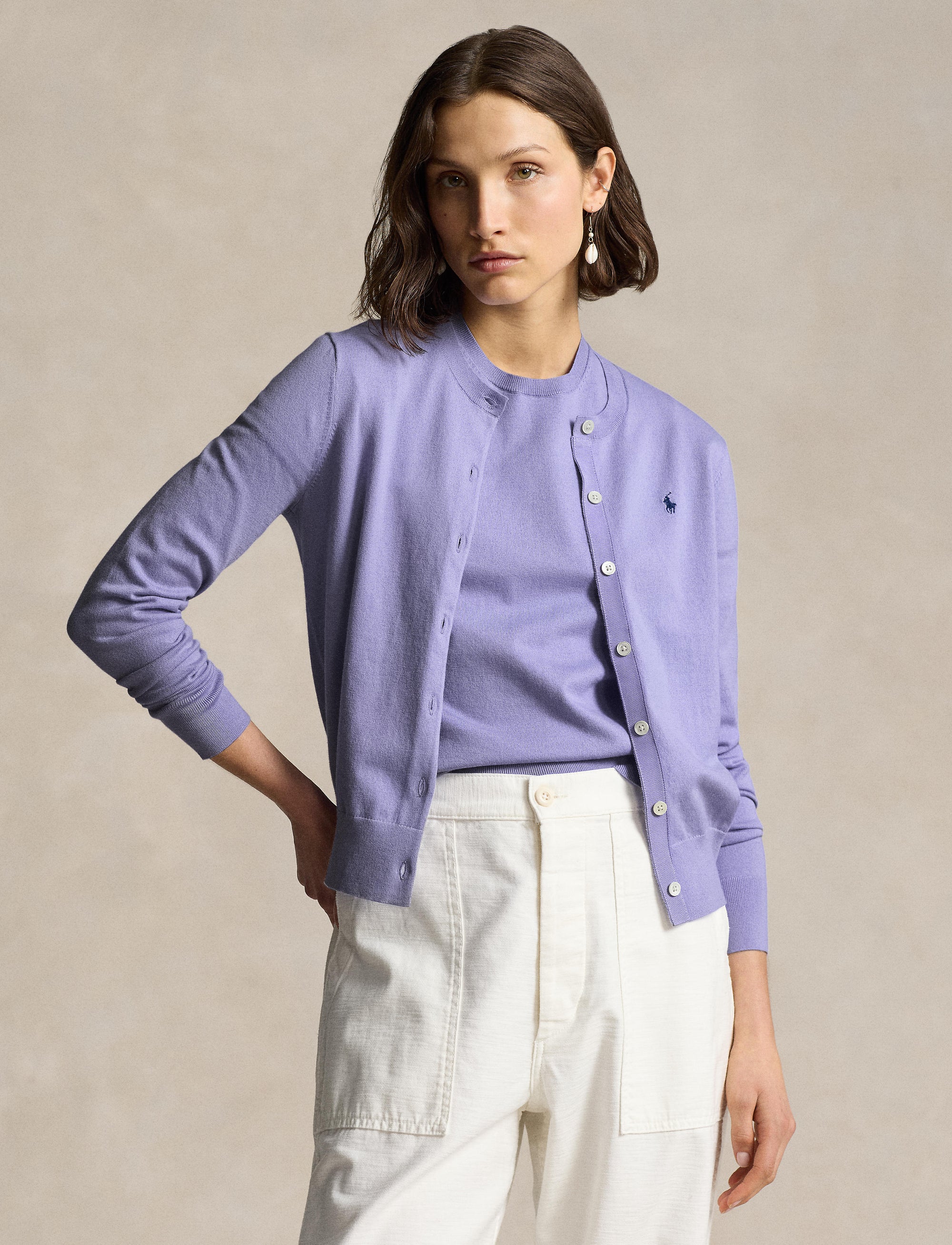 Cotton blend cardigan - Lavender