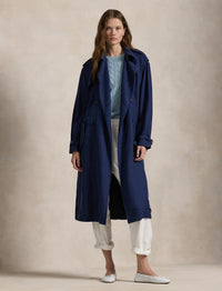 Trench-coat en soie et lin mélangé - Newport Navy
