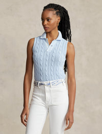 Polo torsadé sans manches - Office Blue