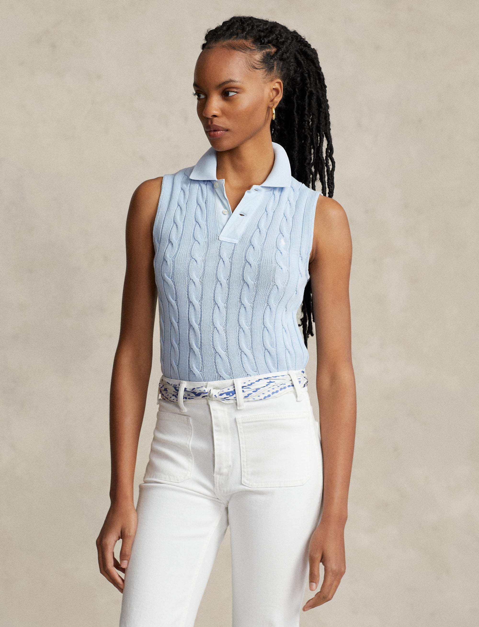 Polo torsadé sans manches - Office Blue