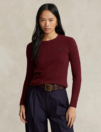Pull Julianna à torsades en laine et cachemire mélangé - Garnet Red Melange