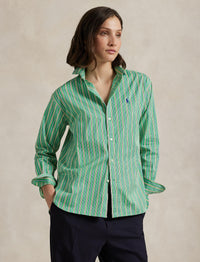 Relaxed Fit Striped Cotton Shirt - Green, Yellow & Multicolour