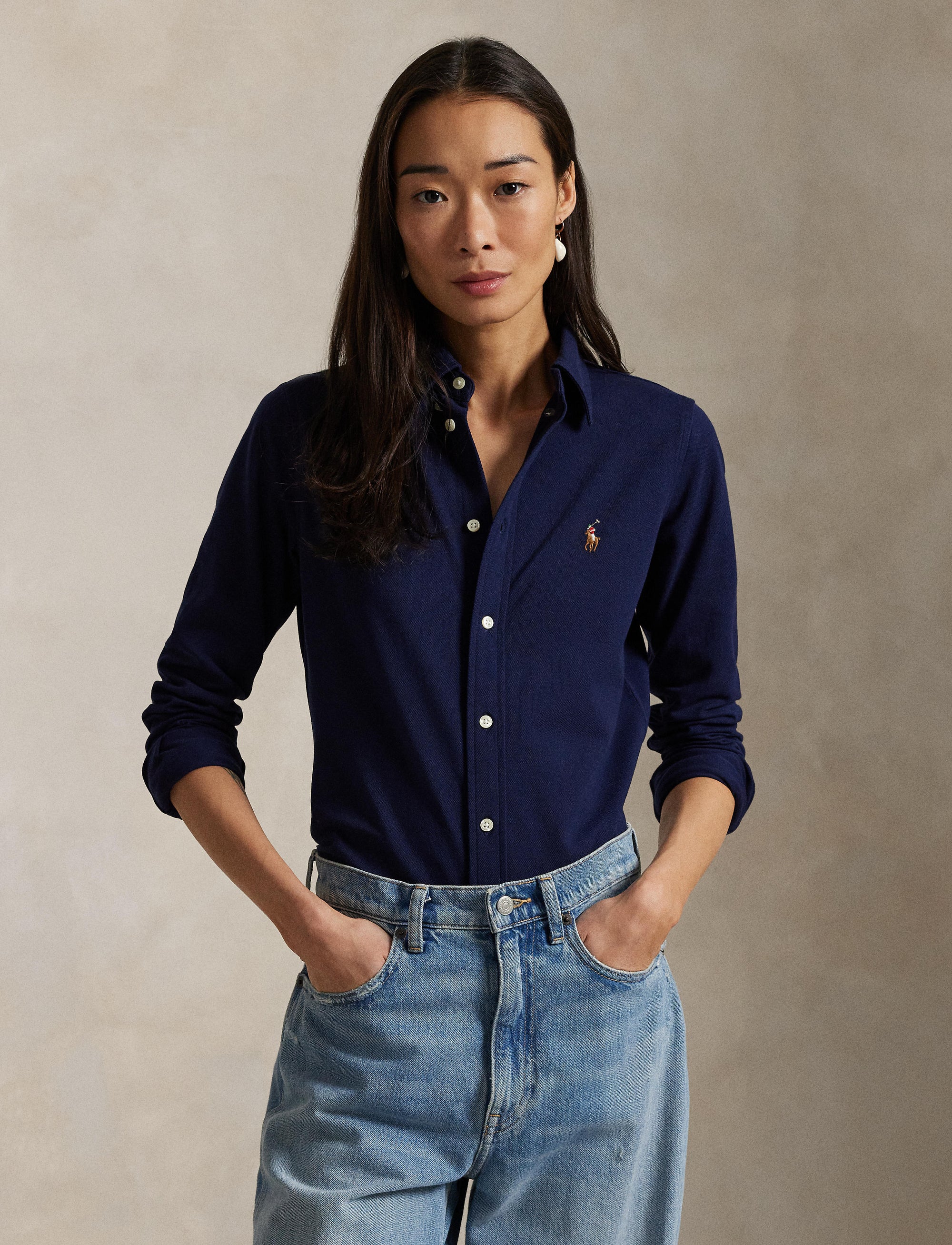 Chemise Oxford cintrée en coton - Cruise Navy