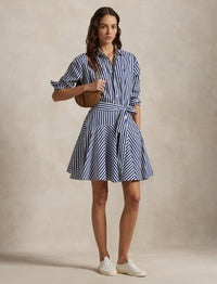 Robe-chemise à pans en coton rayé - Fall Royal & White