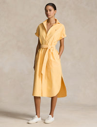 Robe-chemise ceinturée à manches courtes - Yellow
