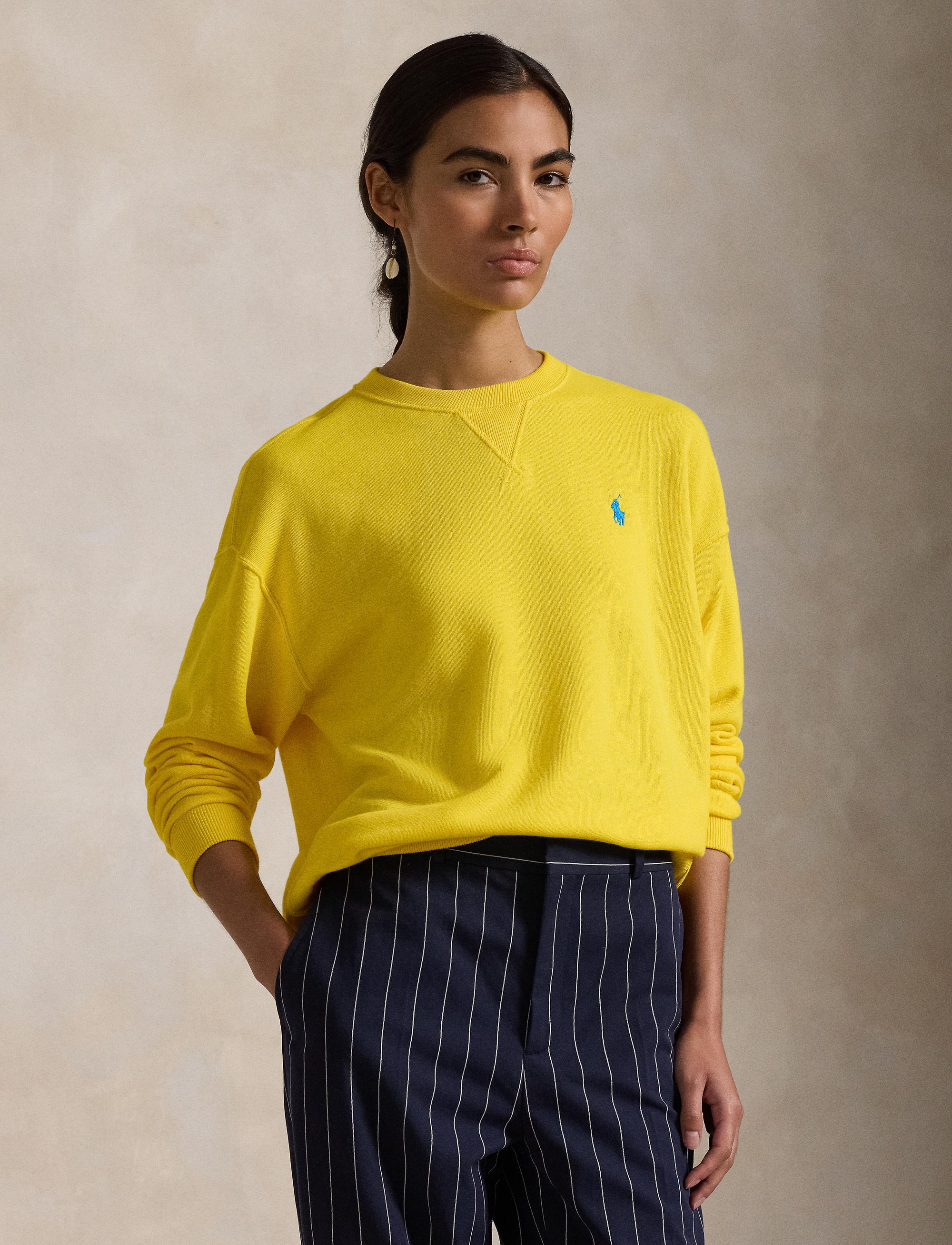 Pull col rond en molleton léger - Lemon Crush