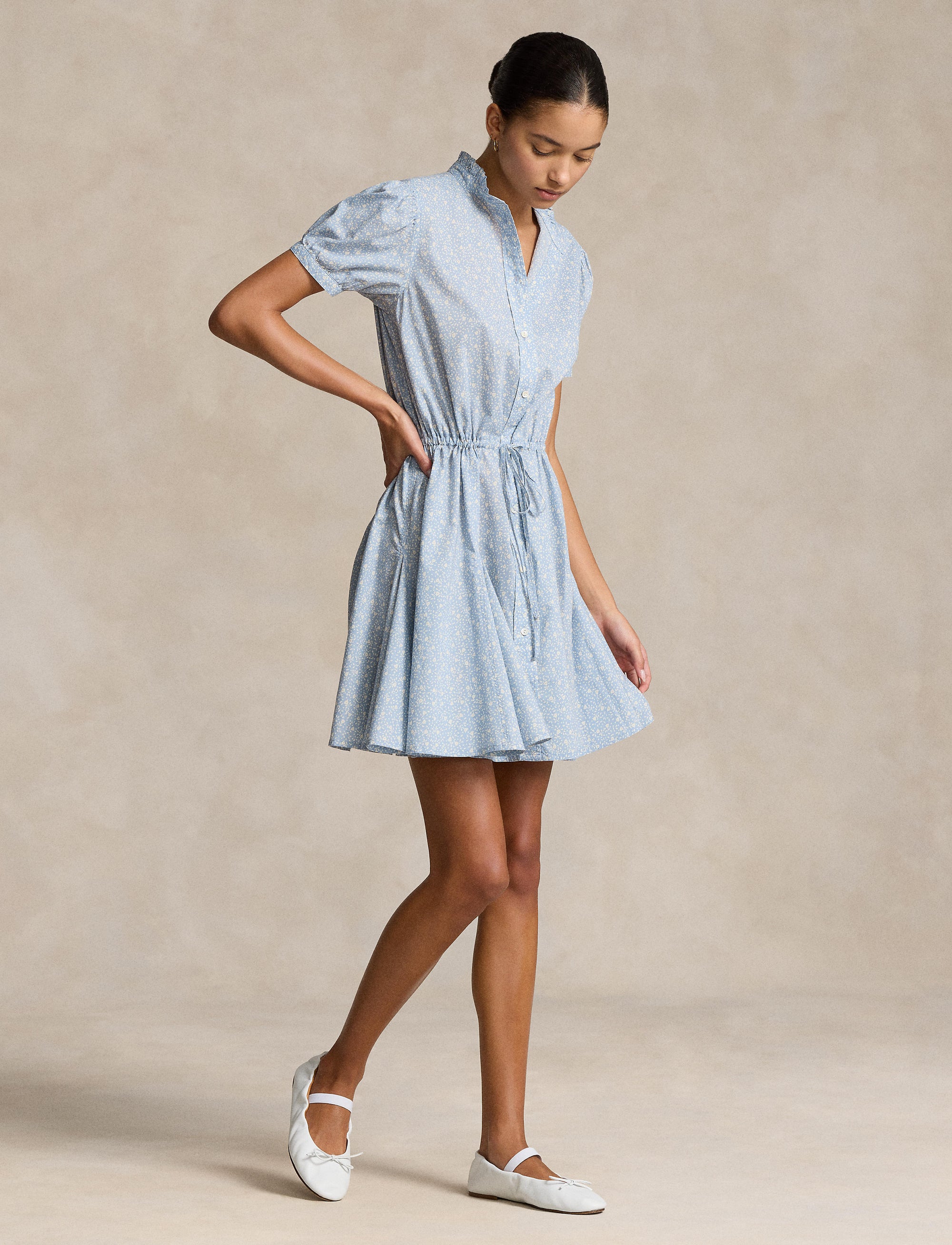 Robe fleurie cordon de serrage en coton - Mini Tulip Floral