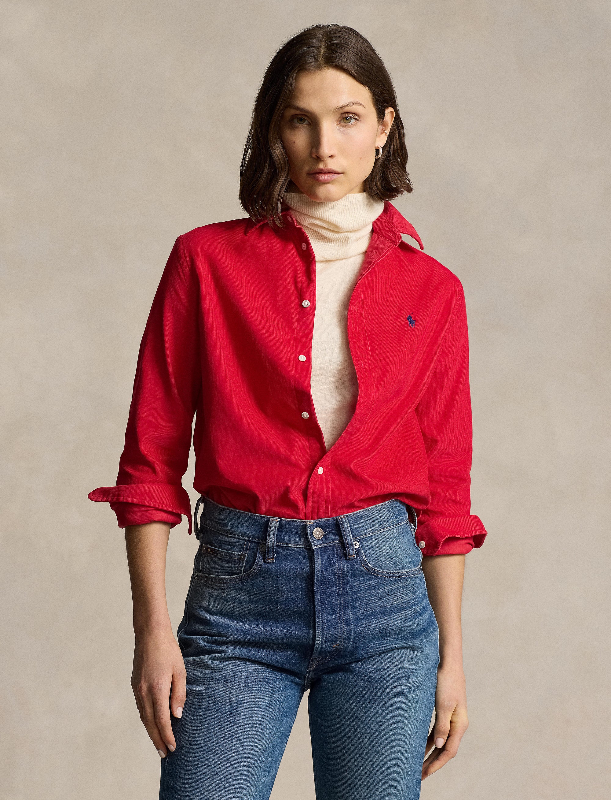 Chemise côtelé classique en velours - Ralph Red