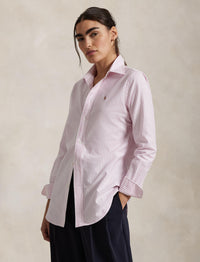 Chemise Oxford rayée Slim Fit stretch - White & Pink
